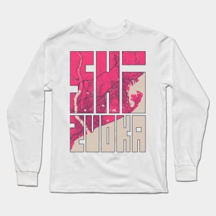 Shizuoka, Japan - Blossom City Map Typography - Blossom Long Sleeve T-Shirt